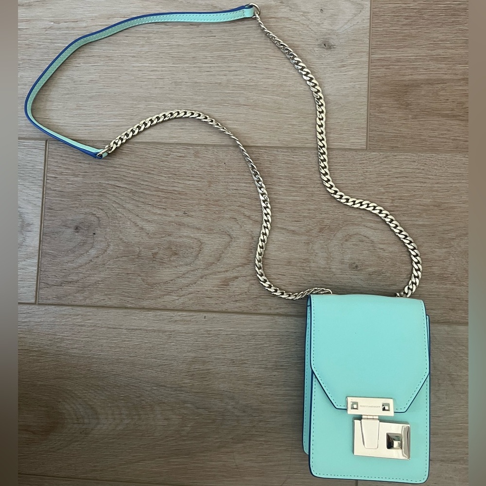 Mint Green Rebecca Minkoff Crossbody Bag with Gold Chain